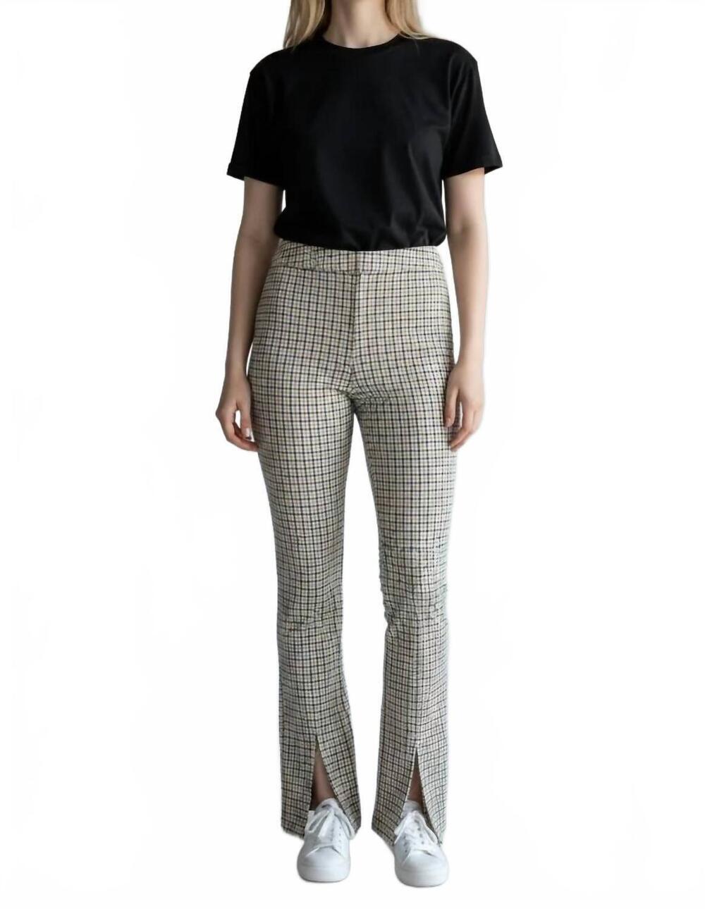 NEW ILTM blake plaid slit pant in black and tan